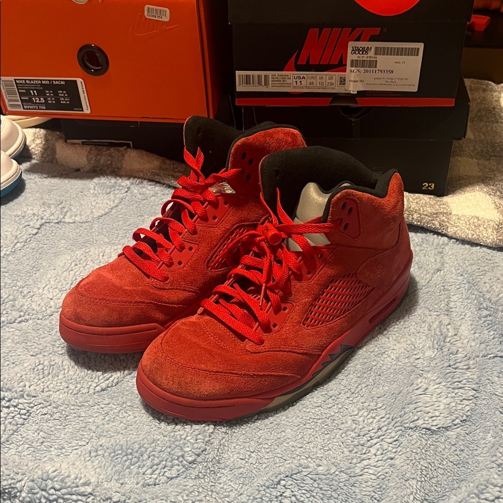 Jordan 5 red suede